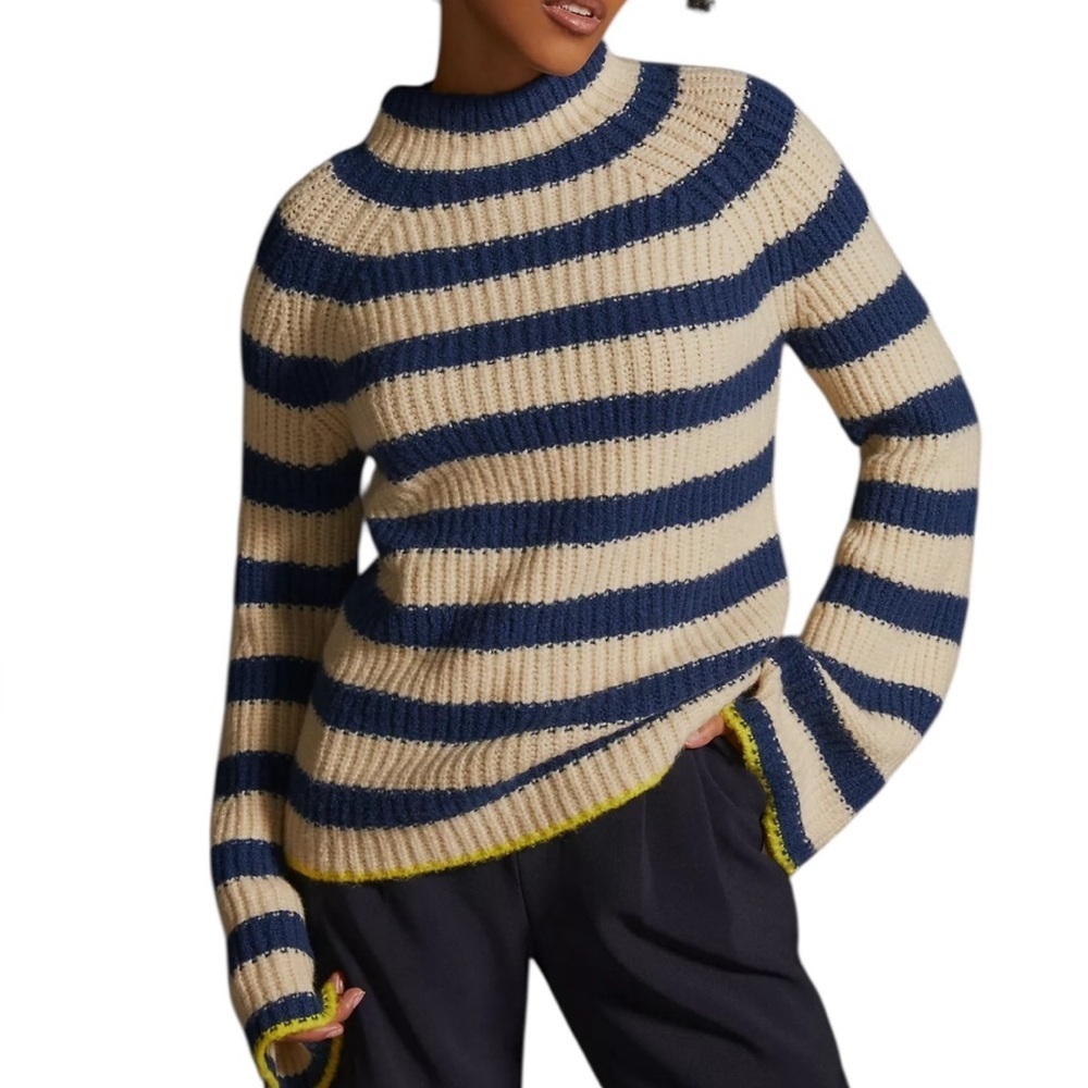 Anthropologie Maeve Striped Mockneck Sweater